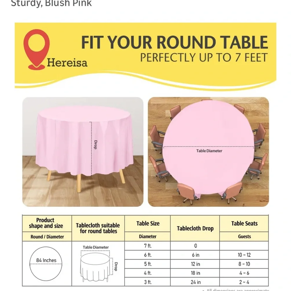 Blush Pink Plastic Tablecloth Set of 12